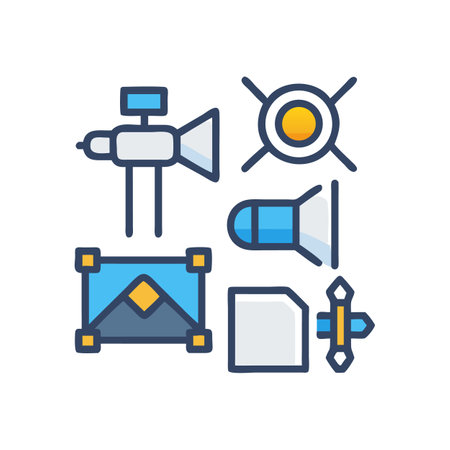 Creative design icon set flat with isolated black backgroundのイラスト素材
