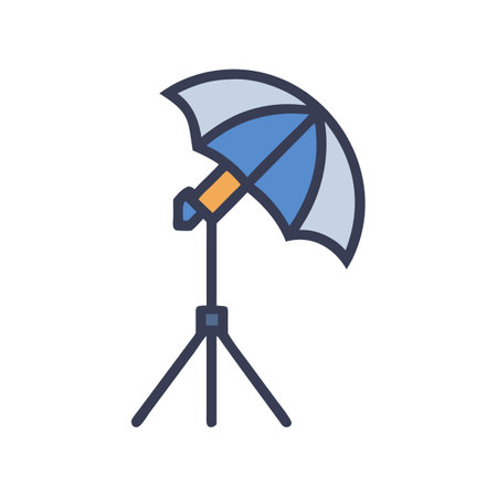 Isolated studio lighting equipment icon with umbrella diffuserのイラスト素材
