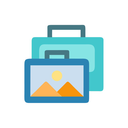 Flat illustration of a travel portfolio of creative worksのイラスト素材