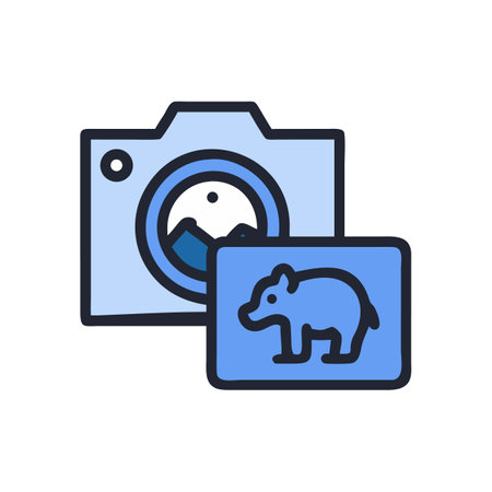 Stylized icon showcasing photography of landscapes and animal wildlifeのイラスト素材