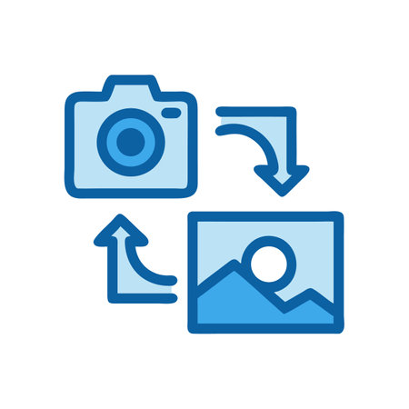 Image exchange concept flat design icon with black backgroundのイラスト素材