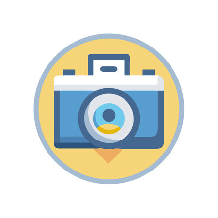 Flat design camera icon in circle, photography concept symbolのイラスト素材