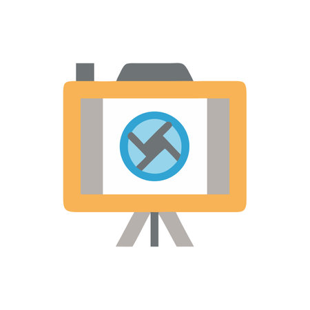 Abstract Camera Icon with Shutter Lens on Black Backgroundのイラスト素材
