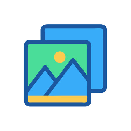 Flat design landscape icon representing photos and image uploads