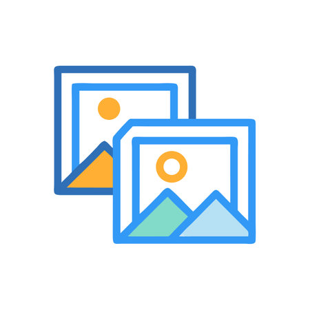 Linked graphic frames with abstract mountain landscape viewsのイラスト素材