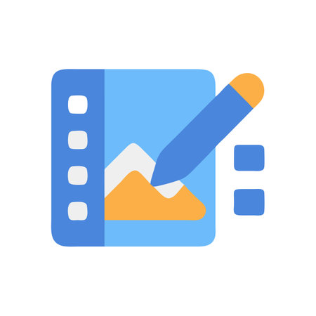Flat design graphic tablet and pen for digital artworkのイラスト素材