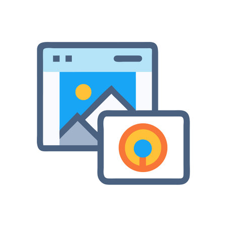 Website and image icon illustration with mountains and circles