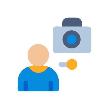 Person sharing camera content on black background illustrationのイラスト素材