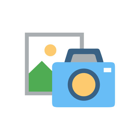 Flat design camera and landscape image concept art