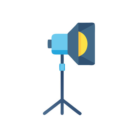 Stylized studio light with stand on a black backgroundのイラスト素材