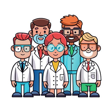 group of doctors with glasses and uniform vector illustration graphic design vector illustration graphic designのイラスト素材