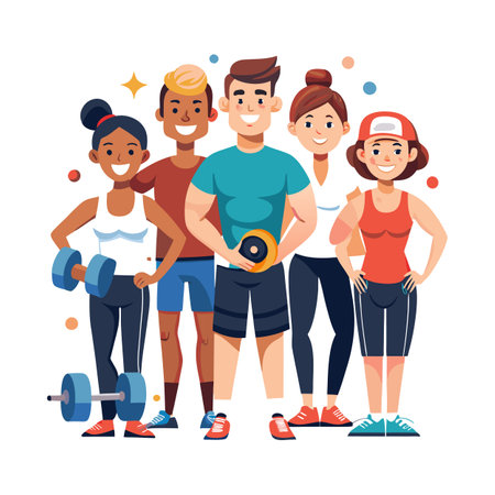 Diverse fitness team ready for workout group activityのイラスト素材