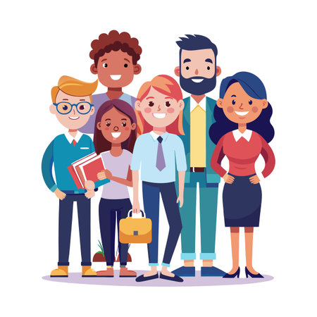 Diverse team of professionals posing for a group photoのイラスト素材