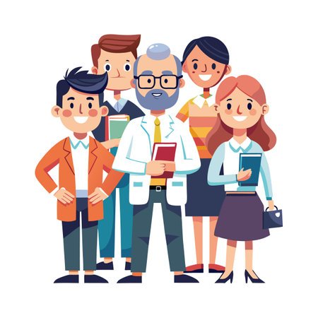 Diverse professional team posing together in a group portraitのイラスト素材