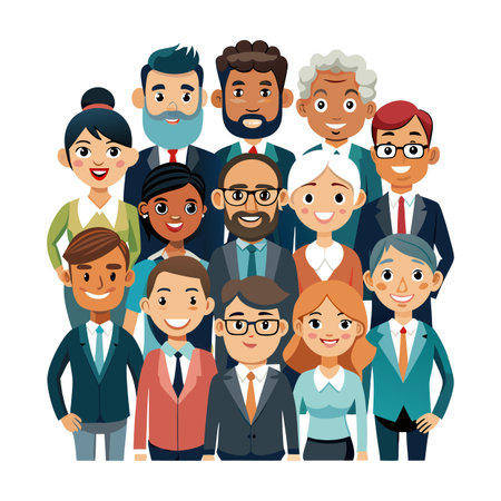 Diverse group of business people cartoon vector illustration