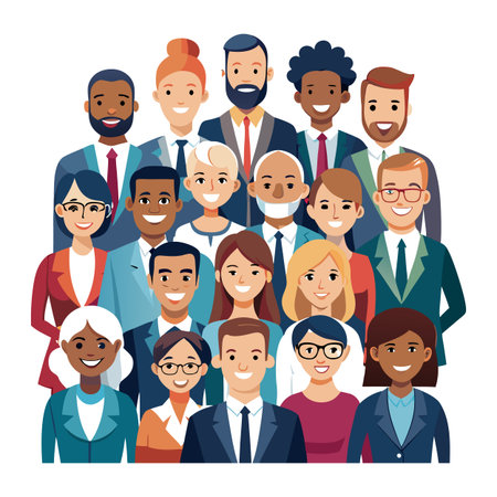 Diverse group of professionals smiling together for a team photo