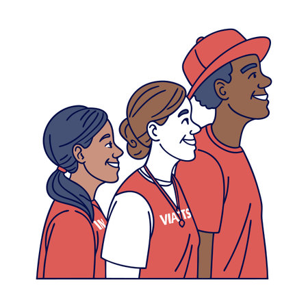 Team of three diverse individuals looking ahead with optimism