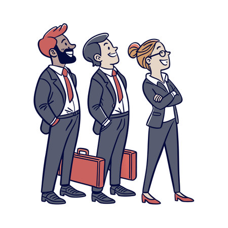 Three confident business people looking ahead with optimism and visionのイラスト素材