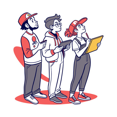 Team of Young Professionals Inspecting Something Together in Illustration