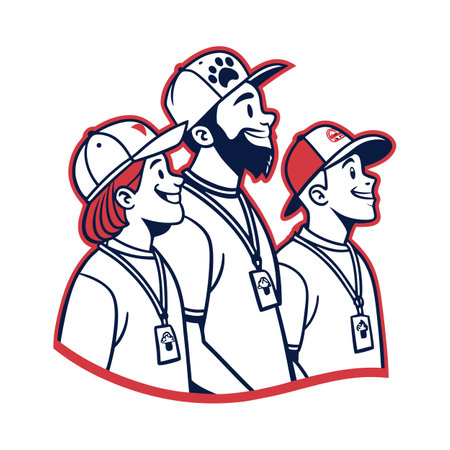Diverse Team Portrait with Badges and Smiling Faces