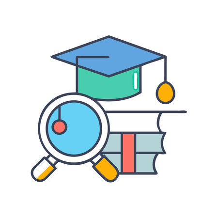 Academic research illustration depicting education and knowledge pursuitのイラスト素材