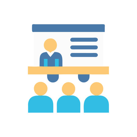 Business conference teaching presentation in flat design style iconのイラスト素材