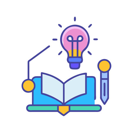 Open book with light bulb idea education concept illustrationのイラスト素材