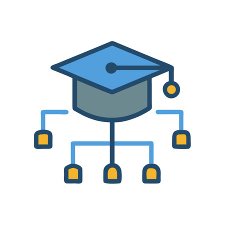 Graduation cap and networking connections icon for educationのイラスト素材
