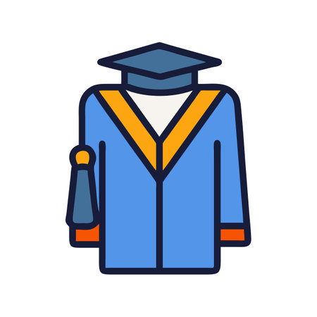 Flat vector graduation gown and cap icon illustrationのイラスト素材