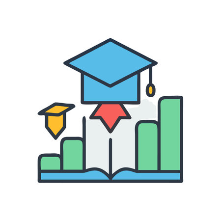 Educational growth concept depicted with graduation cap and graphのイラスト素材