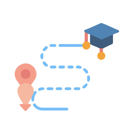 Journey to graduation: map pin to mortarboard capのイラスト素材