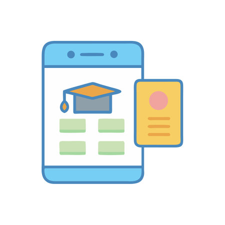 Online education app interface on mobile phone screenのイラスト素材