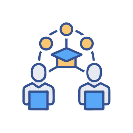 Online education network connecting people with learning resourcesのイラスト素材