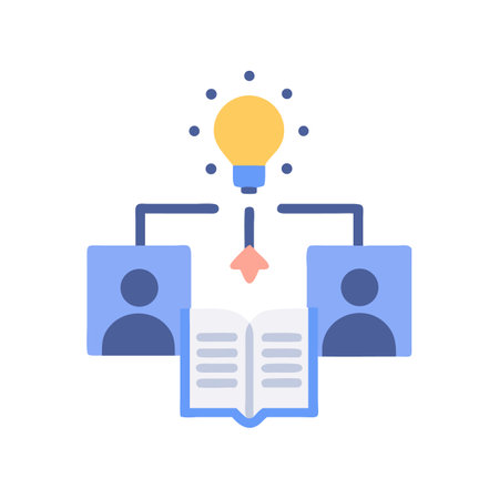 Creative learning process with knowledge sharing and teamwork ideaのイラスト素材