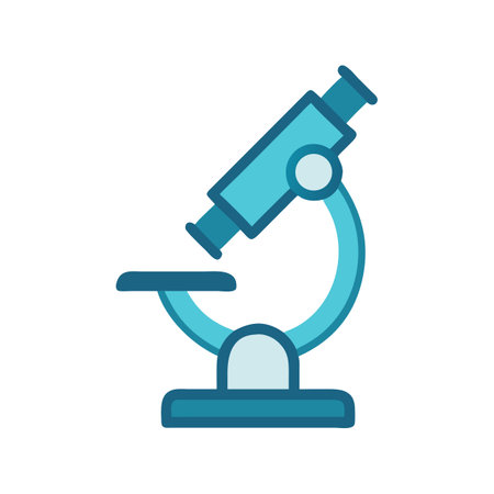 Stylized blue microscope icon isolated on a black backgroundのイラスト素材
