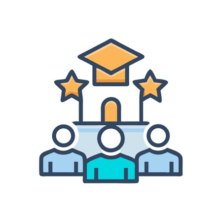 Graduation ceremony with students and graduation cap illustrationのイラスト素材