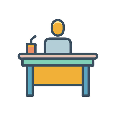 Person sitting at desk illustration with beverage containerのイラスト素材