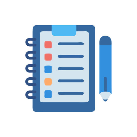 Simple flat illustration of a notepad with a pencilのイラスト素材