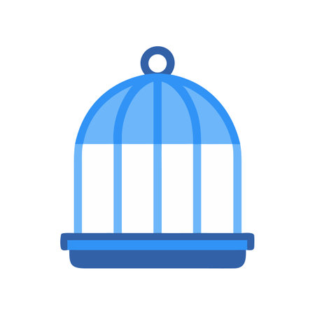 Flat vector illustration of a blue birdcage isolatedのイラスト素材
