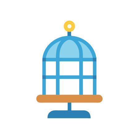 Iconic birdcage vector illustration in minimalist style on black backgroundのイラスト素材
