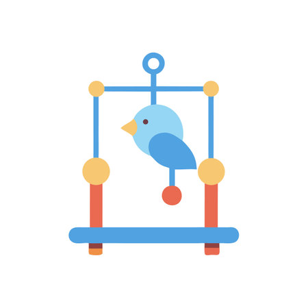 Stylized flat icon of a bird in a swingのイラスト素材