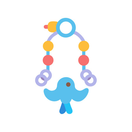 Whimsical Bird Mobile Hanging on a Black Backgroundのイラスト素材