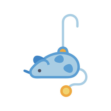 Cute blue cartoon mouse with a tail and spotsのイラスト素材