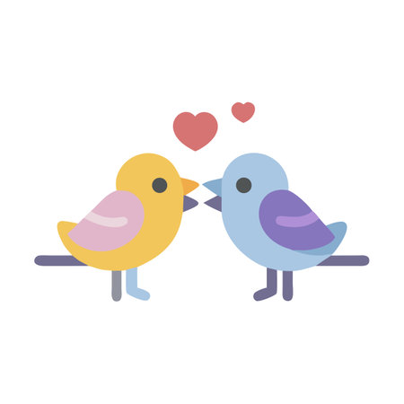 Minimalist illustration of two birds in love on branchのイラスト素材