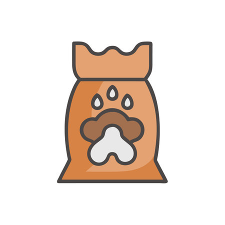 Bag of pet food featuring paw print graphic designのイラスト素材