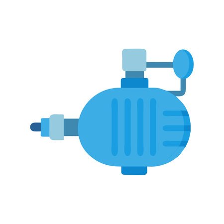 Blue futuristic ray gun weapon isolated on black backgroundのイラスト素材