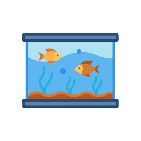 Stylized fish swimming in a blue aquarium illustrationのイラスト素材
