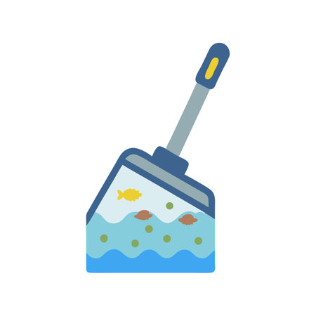 Illustration of a net scooping fish in an aquariumのイラスト素材