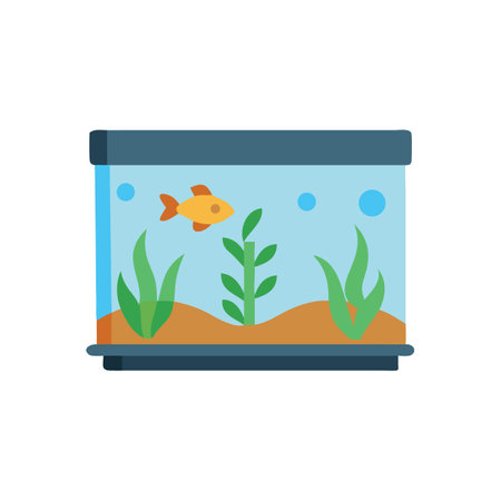 Flat graphic of a fishbowl with fish and plantsのイラスト素材