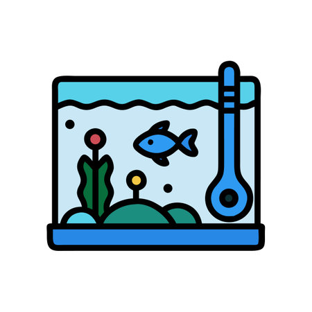 Icon illustration of fish tank with blue fishのイラスト素材